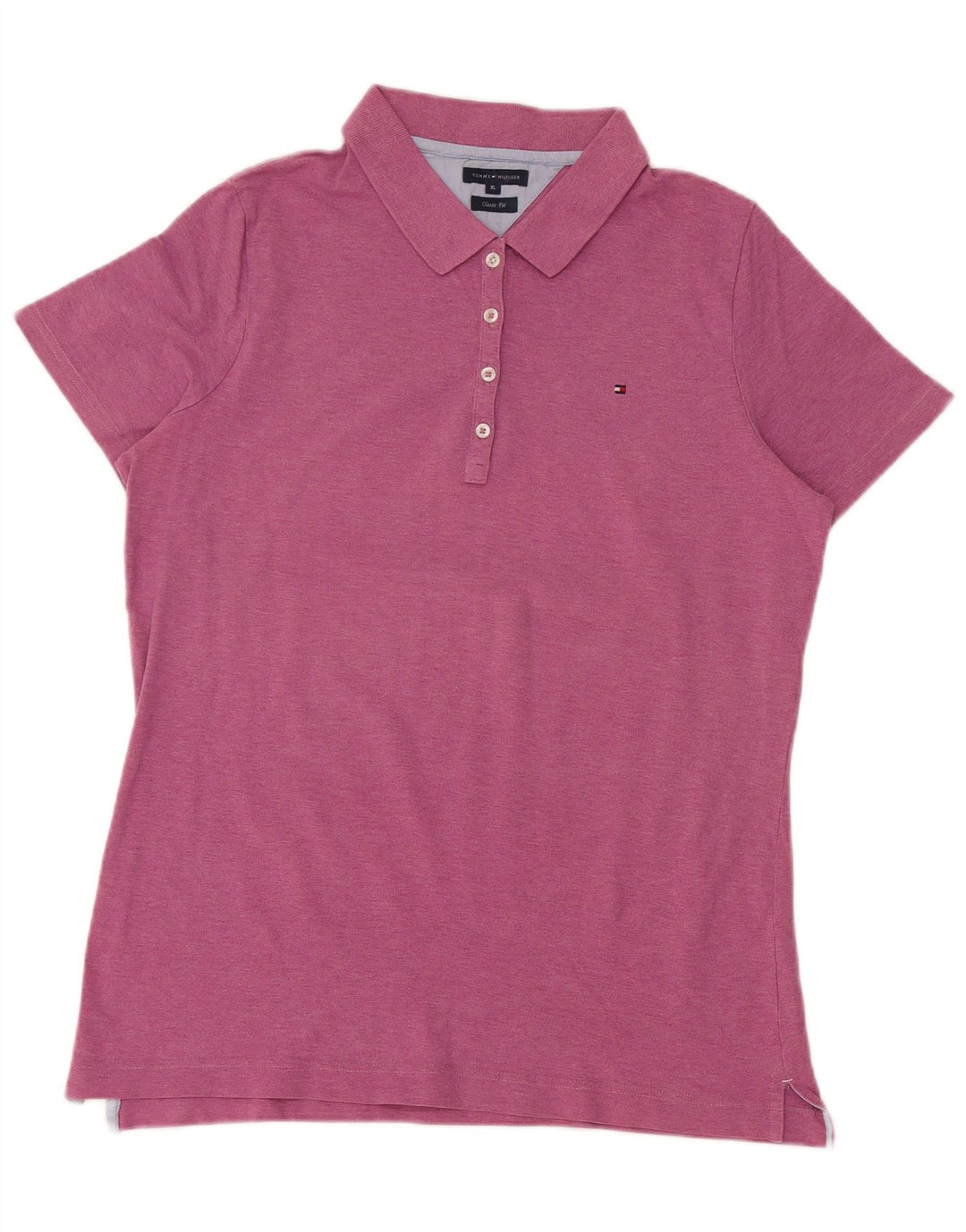 TOMMY HILFIGER Womens Classic Fit Polo Shirt UK 18 XL Pink Cotton