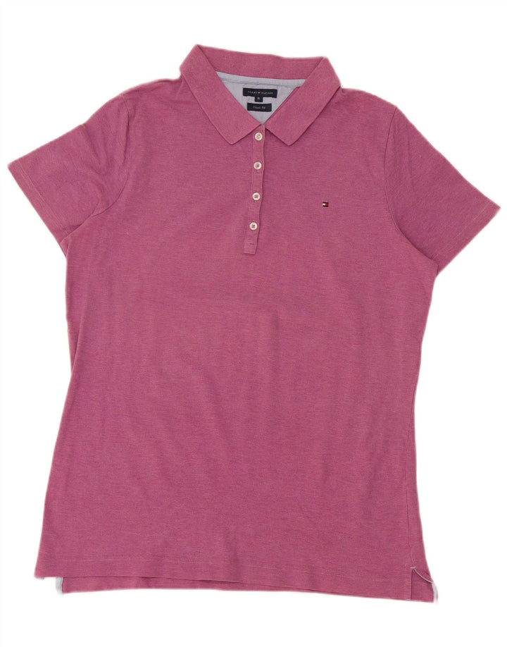 TOMMY HILFIGER Womens Classic Fit Polo Shirt UK 18 XL Pink Cotton