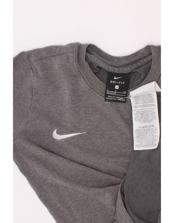 Nike Boys Dri Fit T-Shirt Top 8-9 Years Small Grey Cotton