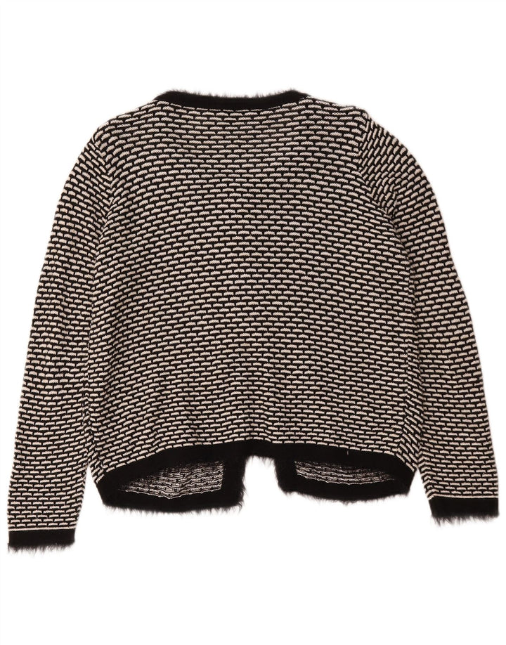 Marks & Spencer Womens Cardigan Sweater UK 12 Medium Black Geometric