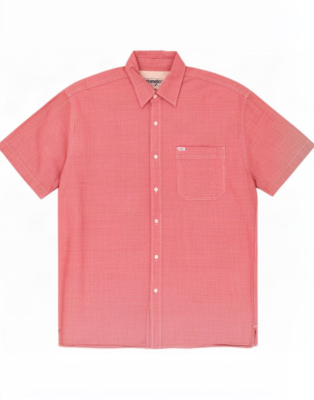 Wrangler Mens Short Sleeve Shirt XL Red Houndstooth Cotton