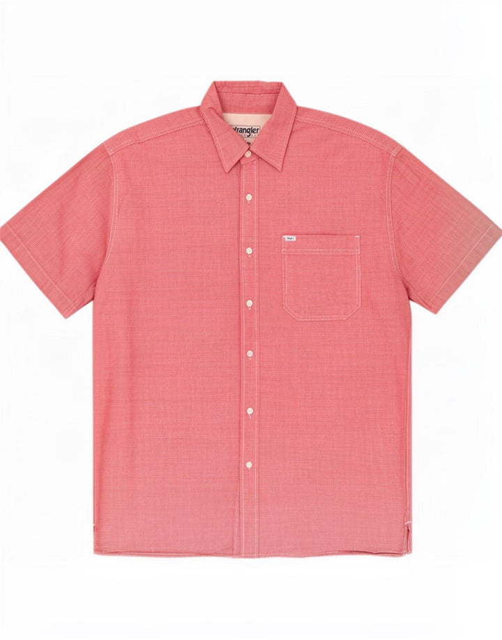 Wrangler Mens Short Sleeve Shirt XL Red Houndstooth Cotton