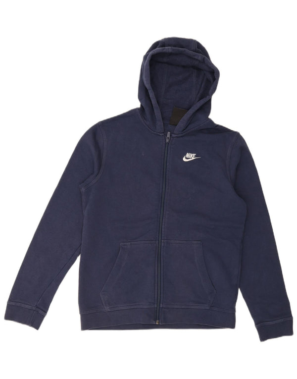 Nike Boys Standard Fit Zip Hoodie Sweater 13-14 Years XL  Navy Blue Cotton