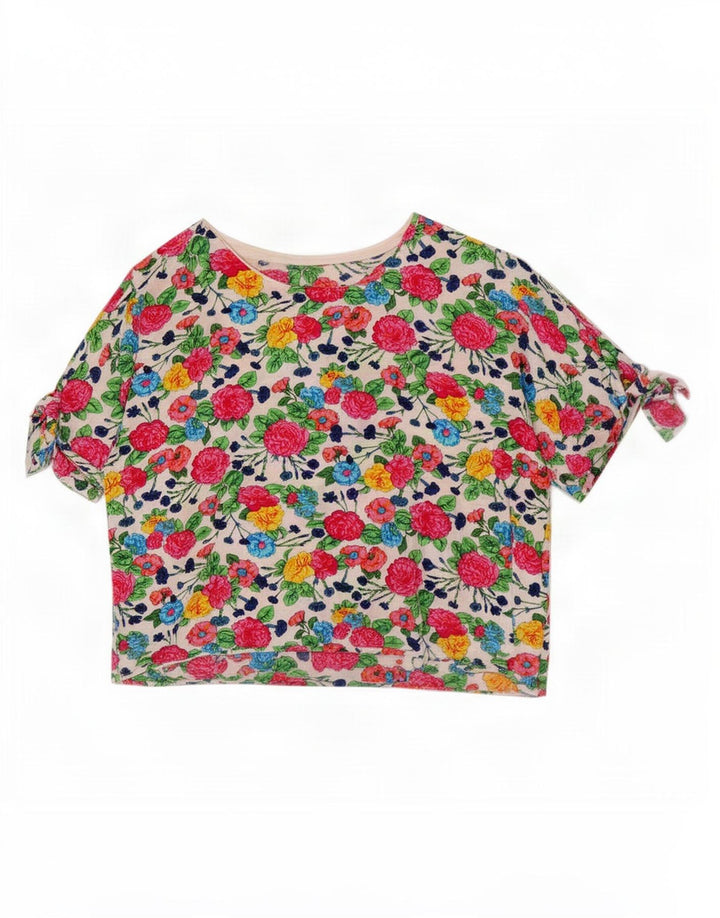 Vintage Womens Crop Blouse Top UK 14 Medium Multicoloured Floral