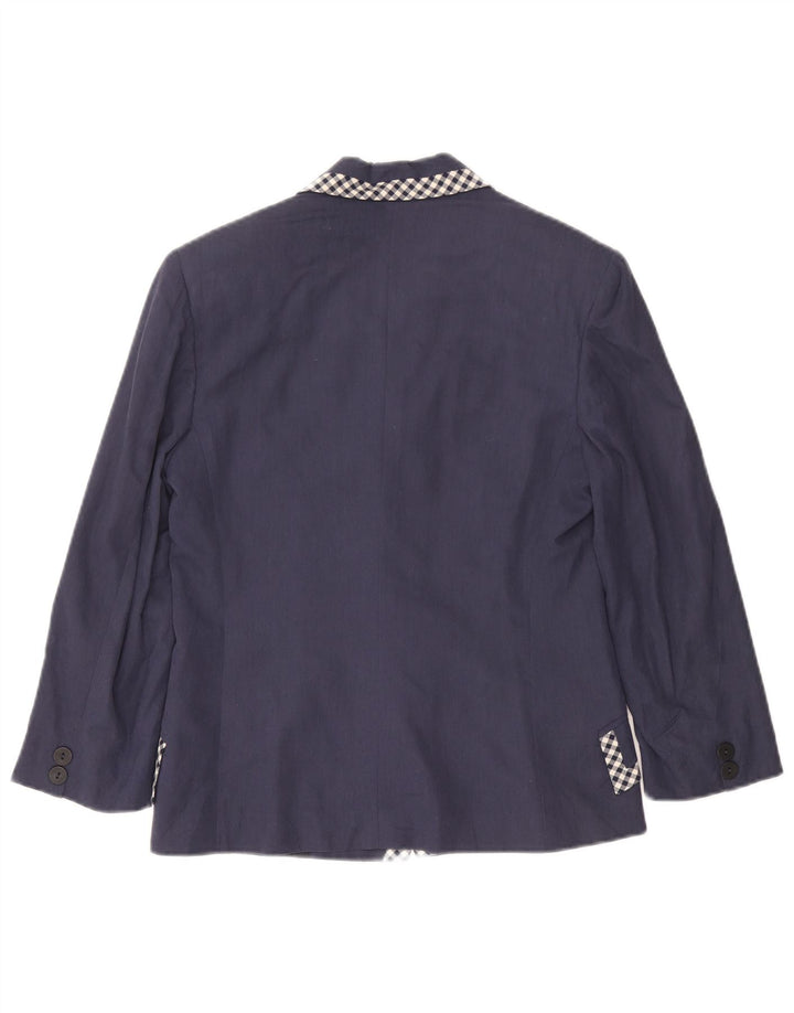 TRUSSARDI JEANS Womens 3 Button Blazer Jacket IT 42 Medium Navy Blue