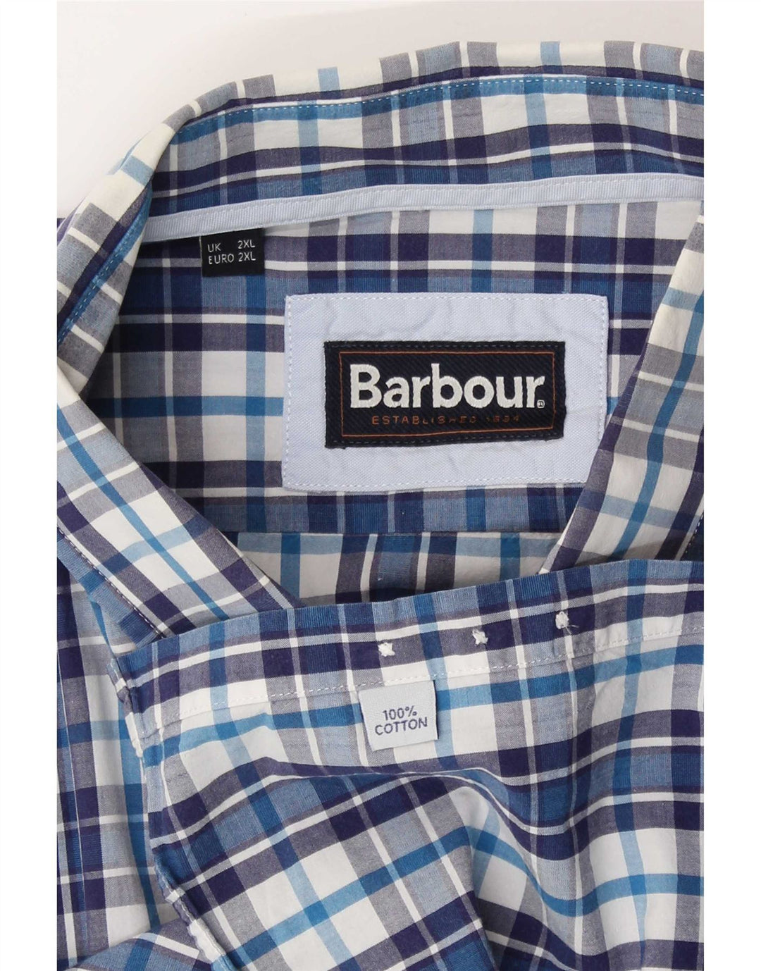 Barbour Mens Shirt 2XL Blue Check Cotton