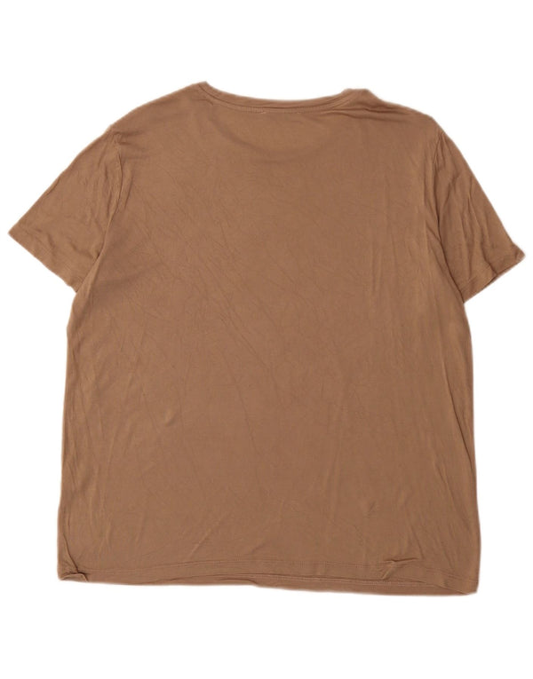 Zara Womens T-Shirt Top UK 18 XL Brown Viscose