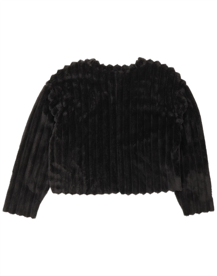 ZARA Womens Crop Fleece Jumper UK 14 Medium Black