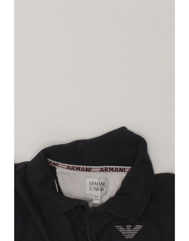 ARMANI JUNIOR Boys Long Sleeve Polo Shirt 4-5 Years Black Cotton | Vintage Armani Junior | Thrift | Second-Hand Armani Junior | Used Clothing | Messina Hembry 