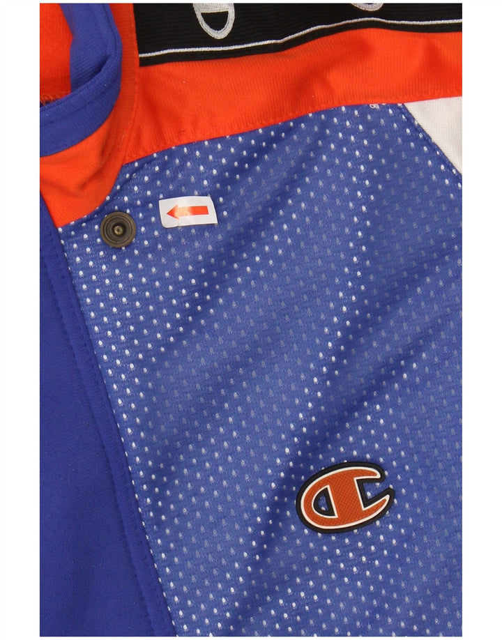 CHAMPION Boys Graphic Tracksuit Top Jacket 11-12 Years Blue Colourblock