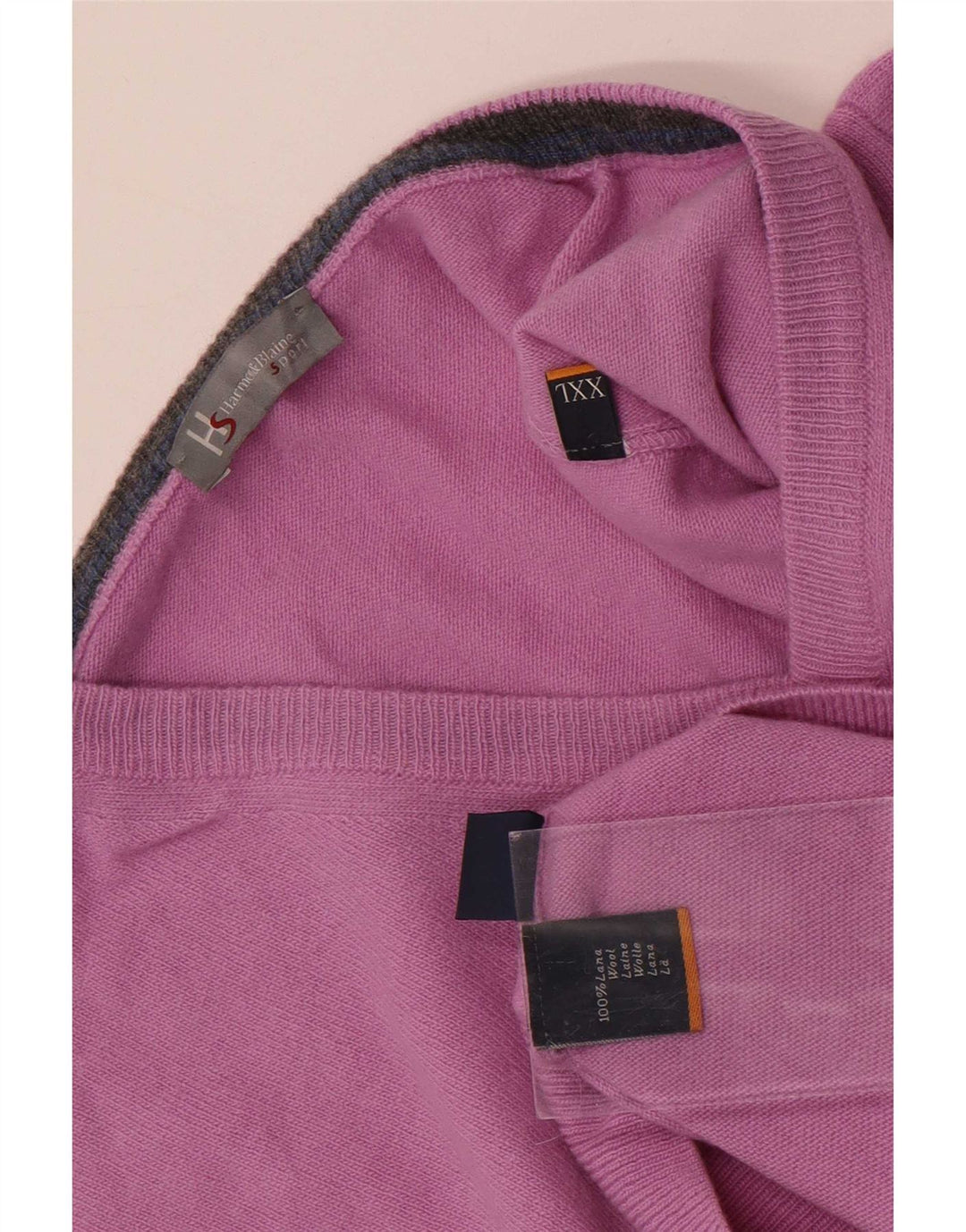 Harmont & Blaine Mens V-Neck Jumper Sweater 2XL Purple Wool
