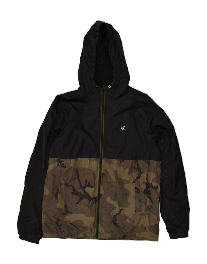 VOLCOM Mens Hooded Rain Jacket UK 40 Large Black Camouflage | Vintage Volcom | Thrift | Second-Hand Volcom | Used Clothing | Messina Hembry 