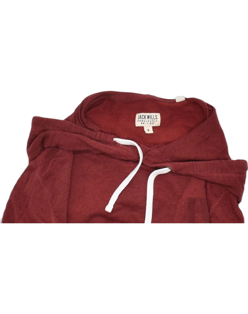 JACK WILLS Mens Graphic Hoodie Jumper Medium Burgundy Cotton | Vintage | Thrift | Second-Hand | Used Clothing | Messina Hembry 