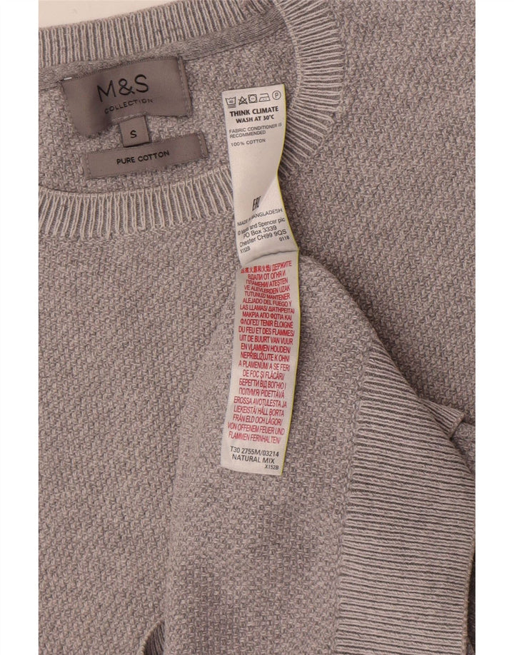 Marks & Spencer Mens Crew Neck Jumper Sweater Small Grey Cotton