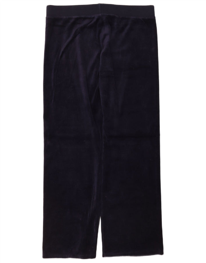 Marks & Spencer Womens Velour Tracksuit Trousers UK 14 Large Navy Blue