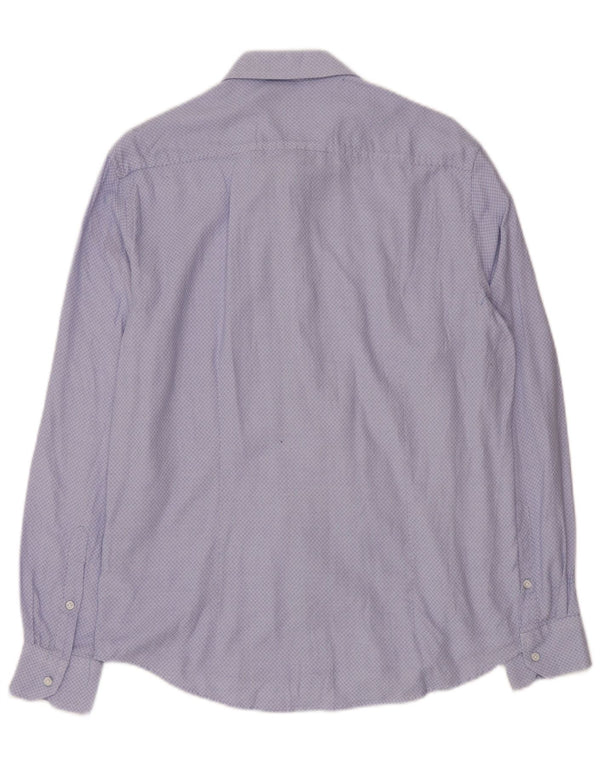 Dack's Mens Slim Fit Shirt Large Blue Argyle/Diamond Cotton