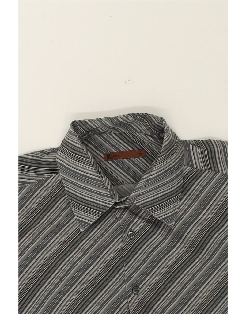 JULES Mens Shirt Size 43/44 Large Grey Striped Cotton | Vintage Jules | Thrift | Second-Hand Jules | Used Clothing | Messina Hembry 