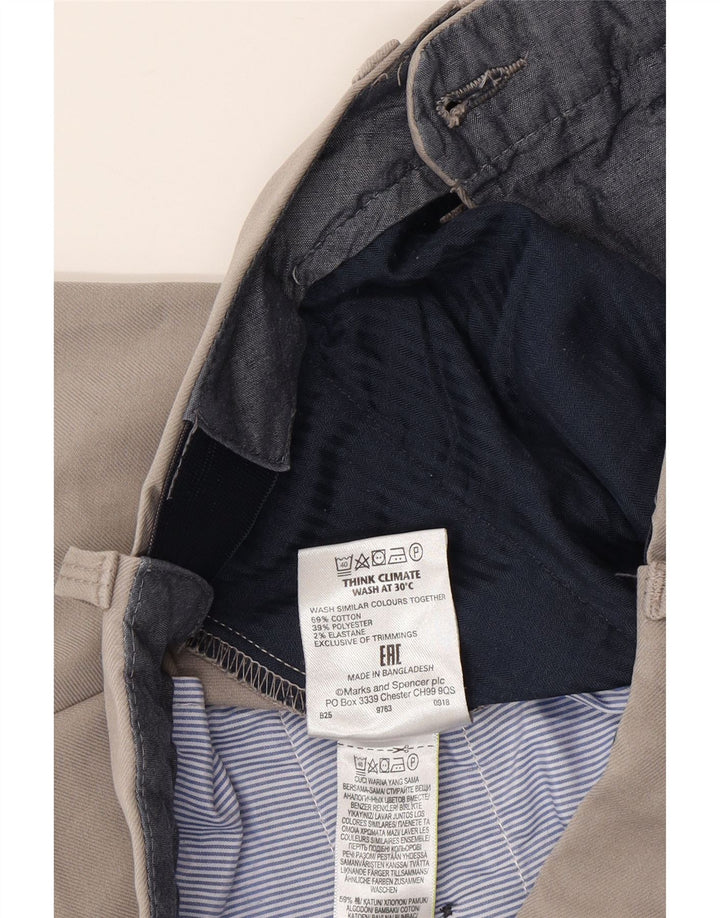 Marks & Spencer Mens Straight Suit Trousers W32 L28 Grey Cotton