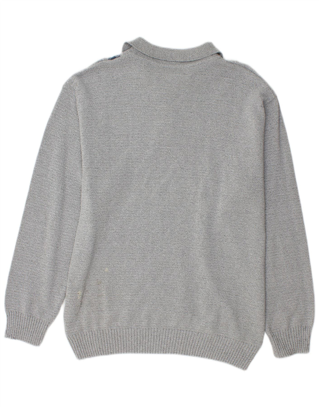 Vintage Mens Polo Neck Jumper Sweater Medium Grey Geometric