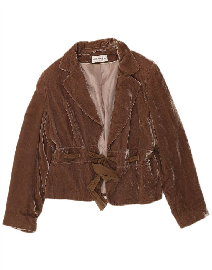 Marks & Spencer Womens Autograph Velvet Blazer Jacket UK 14 Medium Brown