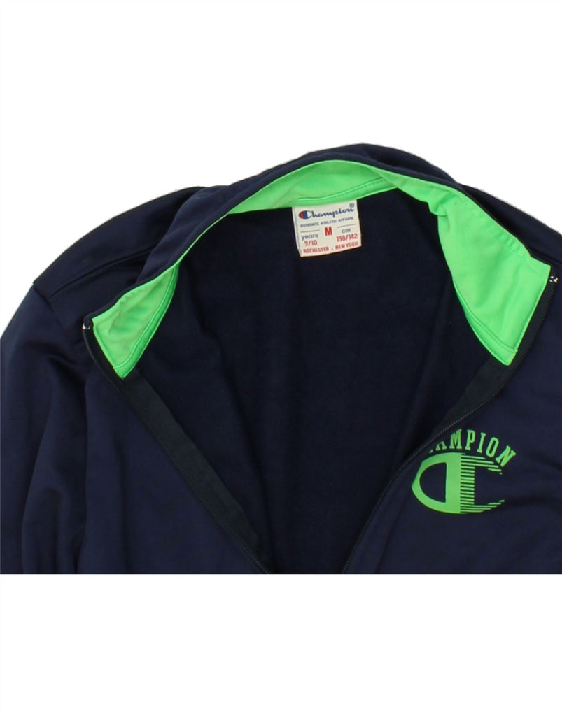 CHAMPION Boys Graphic Tracksuit Top Jacket 9-10 Years Medium Navy Blue Vintage Champion and Second-Hand Champion from Messina Hembry 