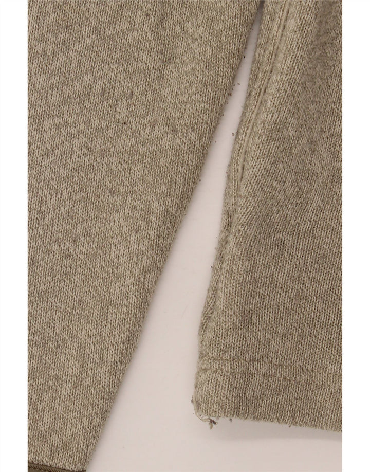 Weird Fish Mens Zip Neck Jumper Sweater Large Khaki Polyester