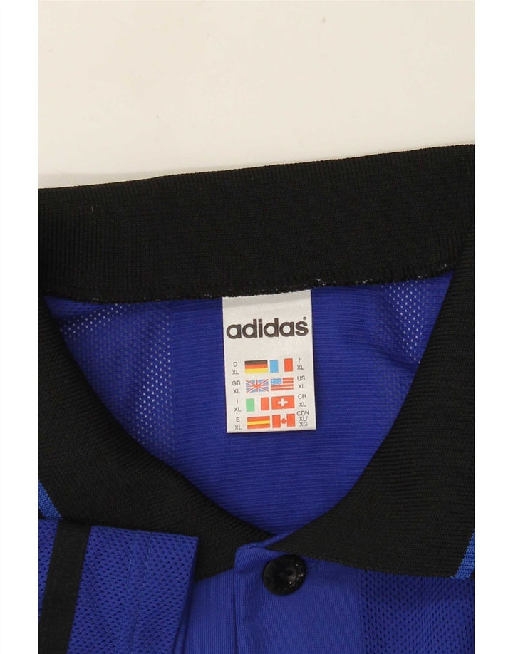Adidas Mens Polo Shirt XL Blue Striped Polyester