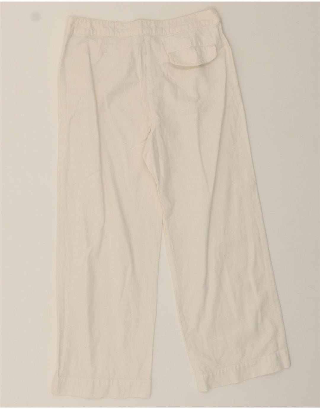 ARMANI Womens Loose Fit Cropped Trousers UK 8 Small W26 L23 White Linen Vintage Armani and Second-Hand Armani from Messina Hembry 