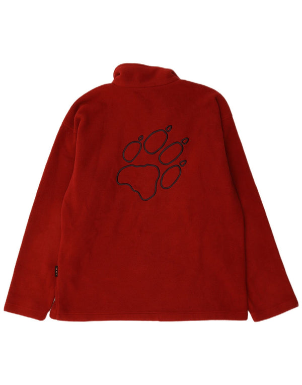 Jack Wolfskin Mens Graphic Zip Neck Fleece Jumper UK 44/46 XL Burgundy