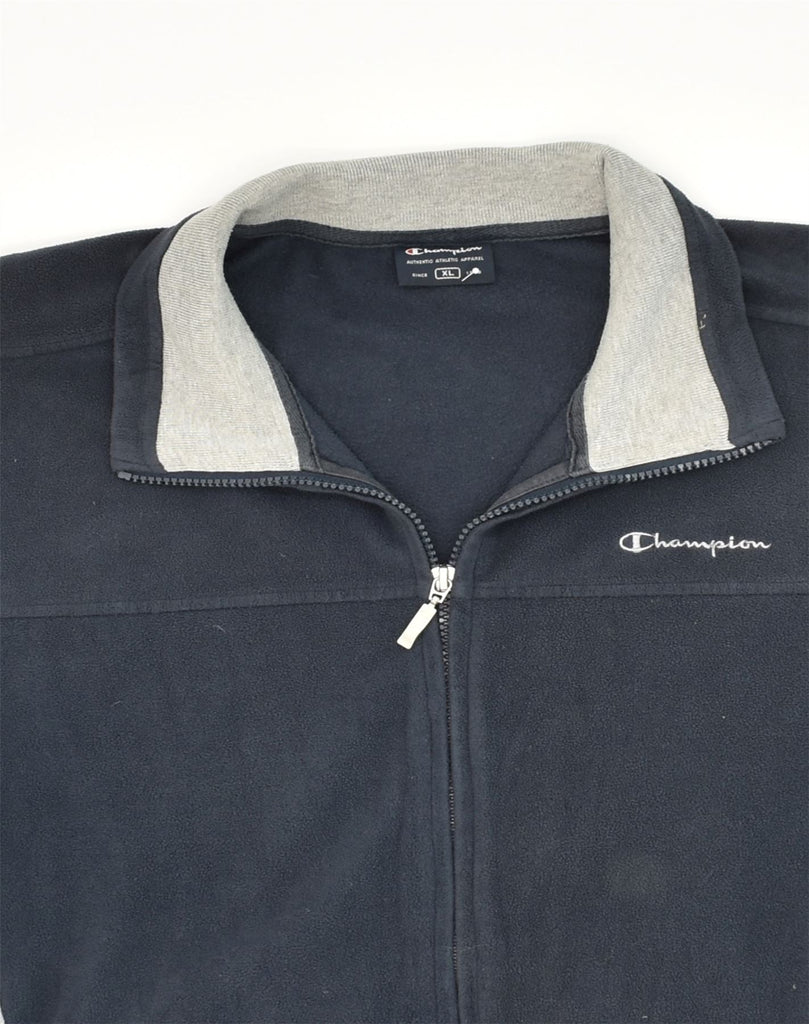 CHAMPION Mens Fleece Jacket UK 40 XL Navy Blue Polyester | Vintage Champion | Thrift | Second-Hand Champion | Used Clothing | Messina Hembry 