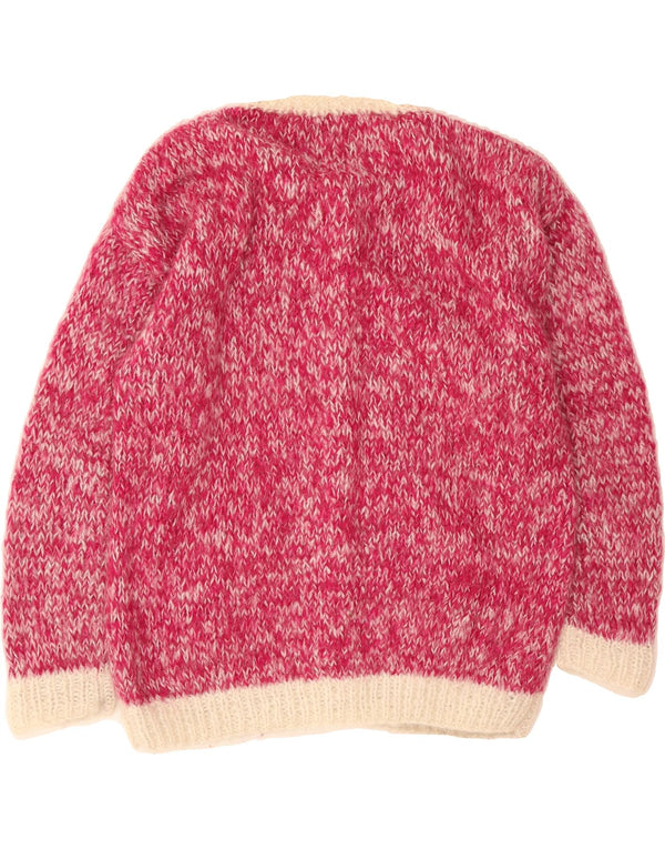 MAGLIERIA Womens Cardigan Sweater UK 18 XL Pink Argyle/Diamond