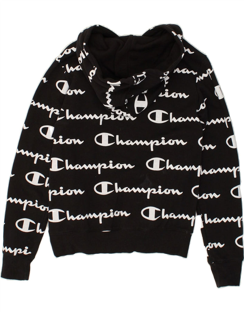 CHAMPION Womens Graphic Hoodie Jumper UK 8 Small Black Cotton | Vintage Champion | Thrift | Second-Hand Champion | Used Clothing | Messina Hembry 