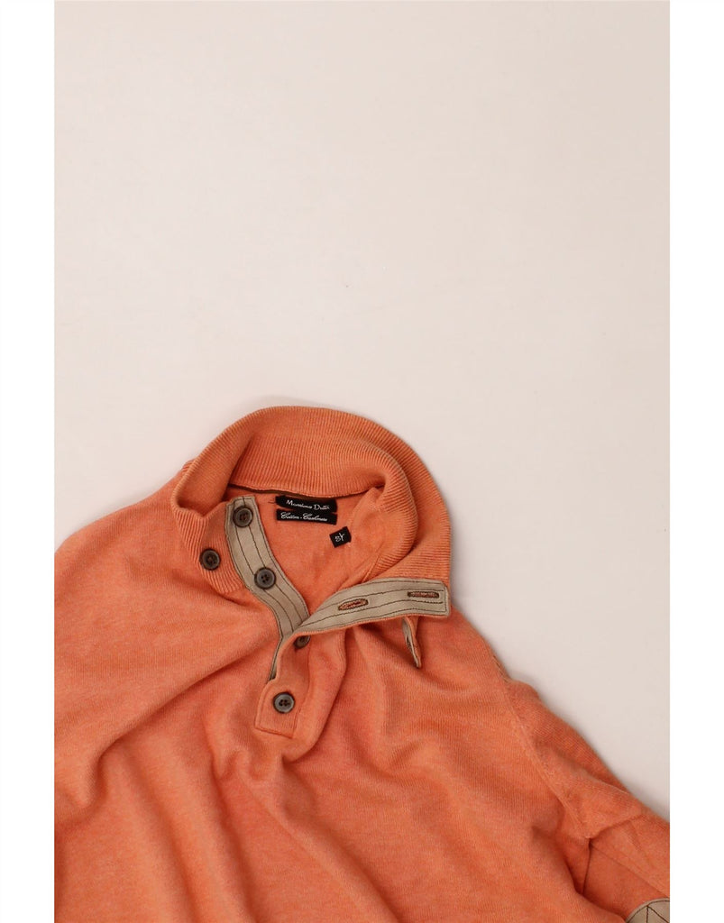 MASSIMO DUTTI Mens Button Neck Jumper Sweater Large Orange Cotton Vintage Massimo Dutti and Second-Hand Massimo Dutti from Messina Hembry 