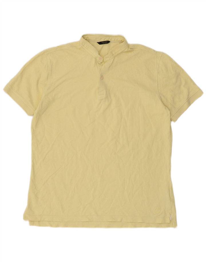 MASSIMO DUTTI Mens Polo Shirt Large Yellow Cotton