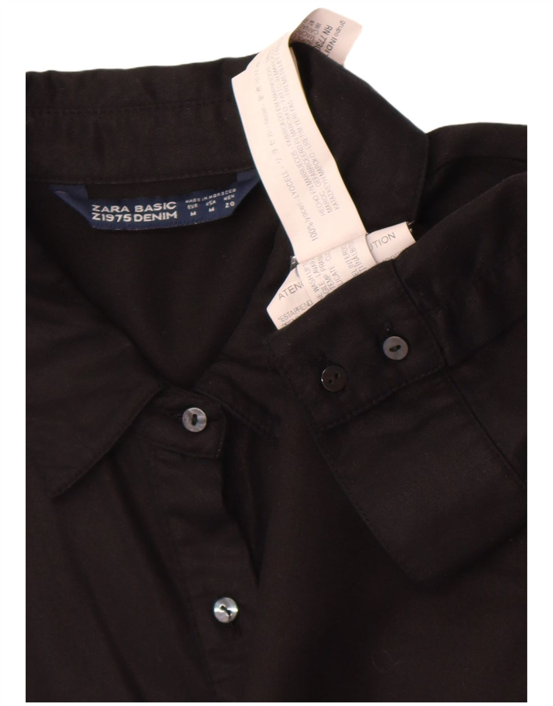 Zara Womens Z1975 Shirt Blouse UK 14 Medium Black Lyocell