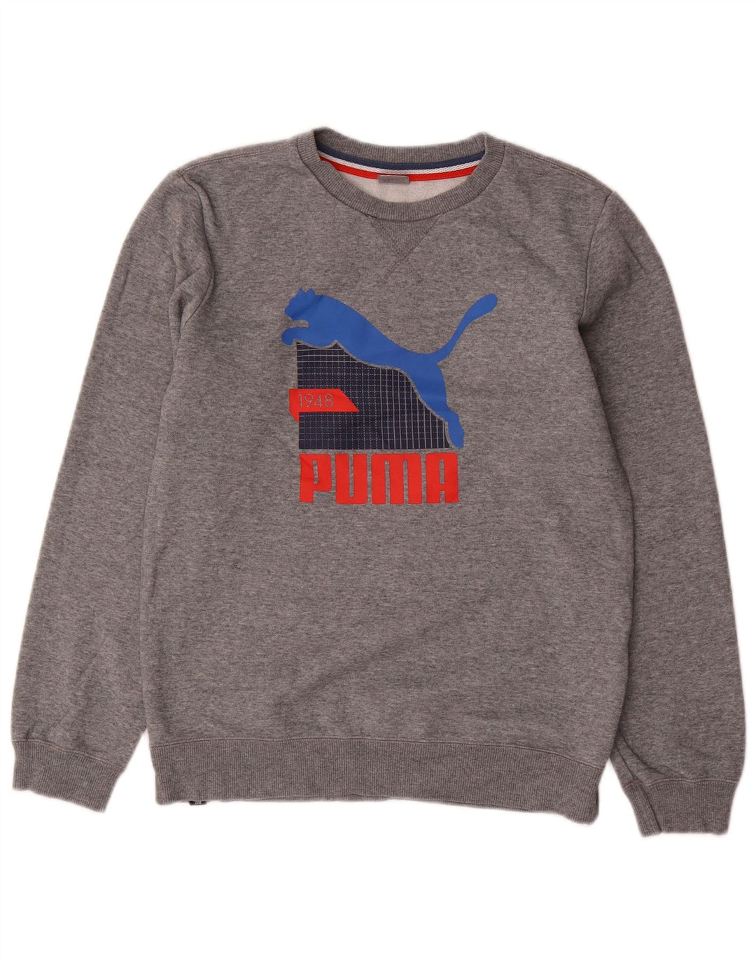 PUMA Boys Graphic Sweatshirt Jumper 13-14 Years Grey