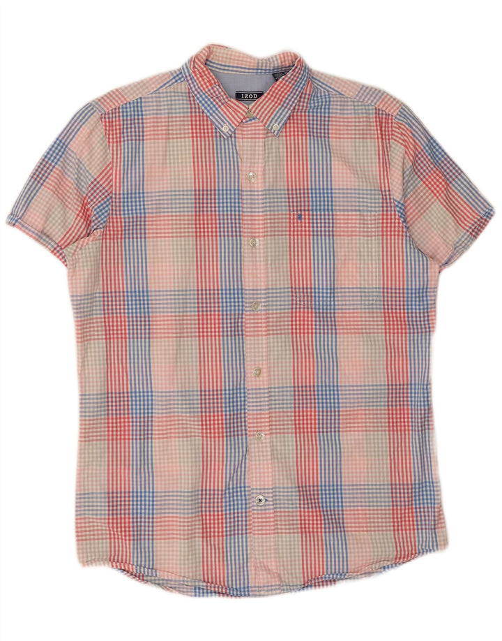 Izod Mens Short Sleeve Shirt Medium Multicoloured Check Cotton