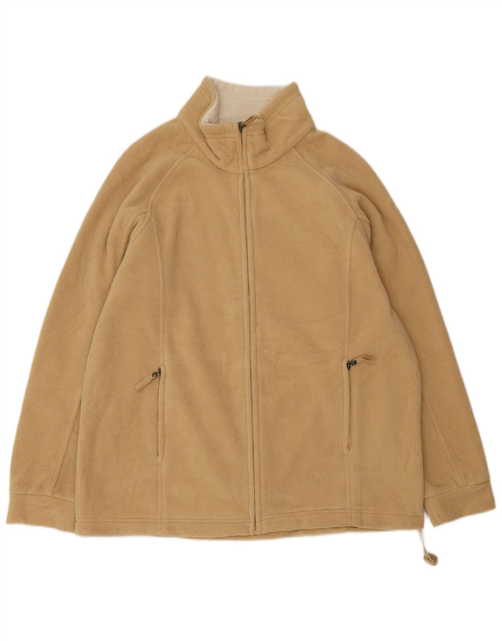 Marks & Spencer Womens Fleece Jacket UK 14 Large Beige Polyester