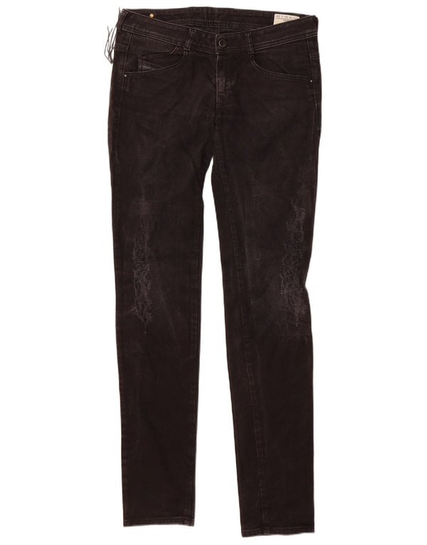 Diesel Womens Low Waist Distressed Skinny Jeans W30 L34 Black Cotton