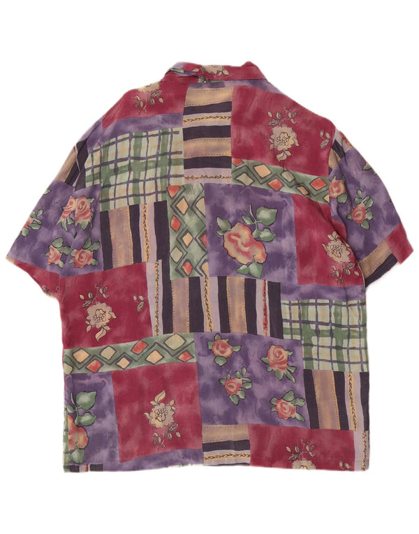 Vintage Womens Short Sleeve Shirt Blouse UK 14 Medium Multicoloured