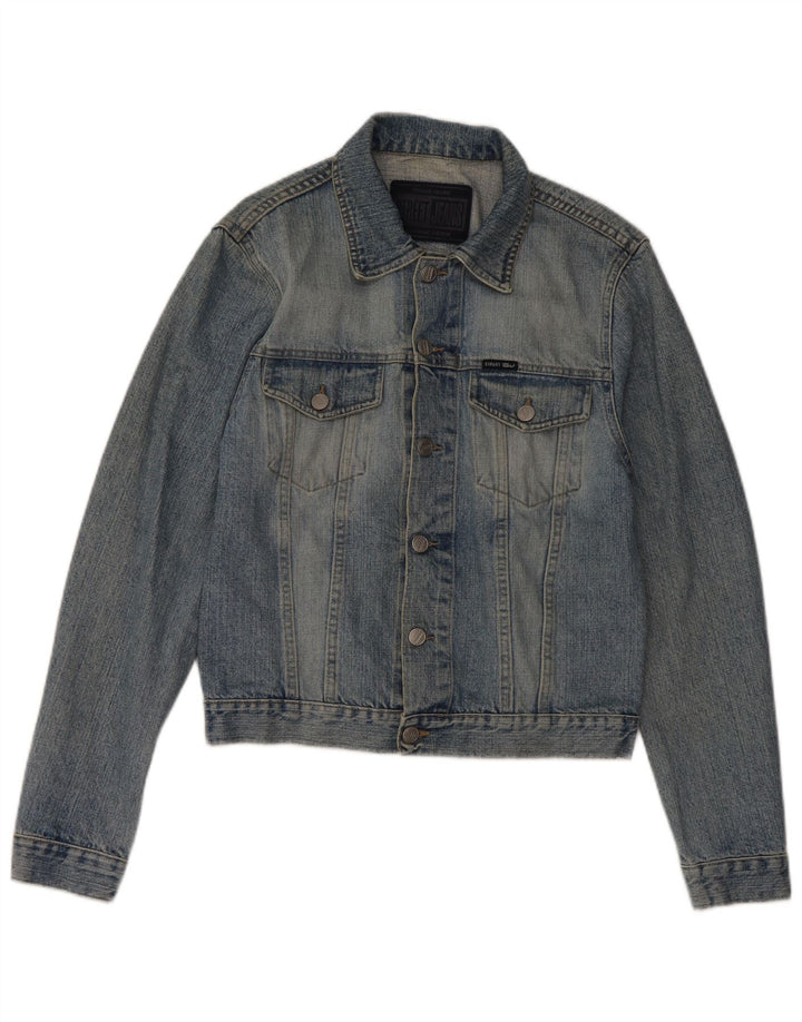 VINTAGE Womens Denim Jacket UK 12 Medium Blue