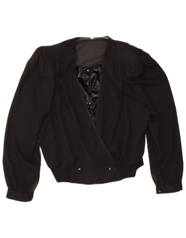 Vintage Womens Double Breasted Bolero Top IT 50 XL Black