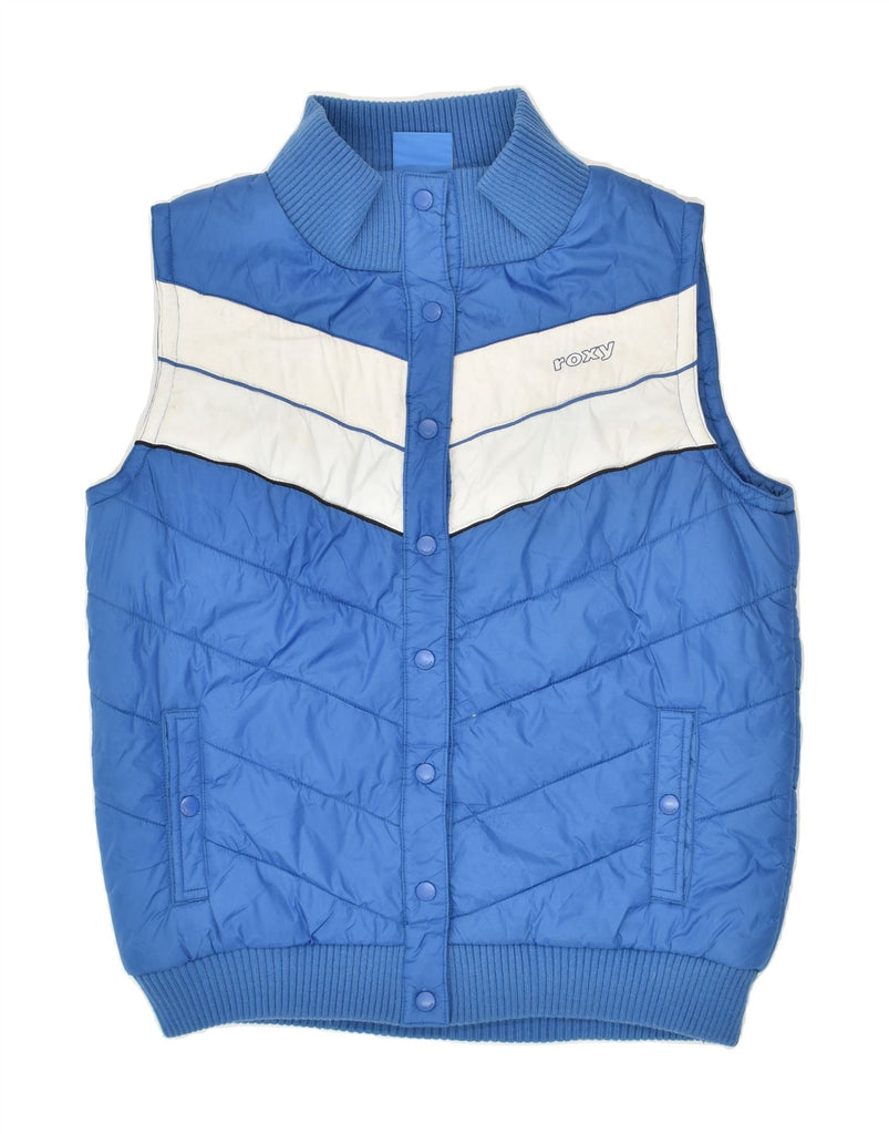 ROXY Womens Padded Gilet US 5 Medium Blue Colourblock Polyester | Vintage Roxy | Thrift | Second-Hand Roxy | Used Clothing | Messina Hembry 