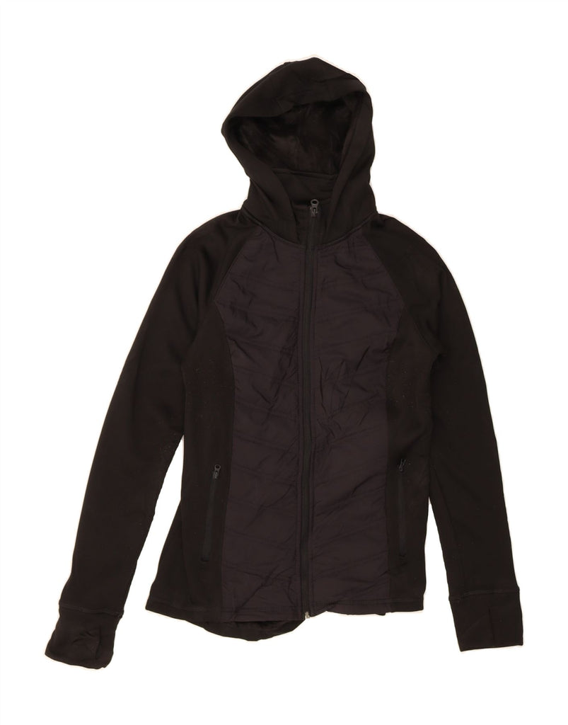 FILA Womens Zip Hoodie Sweater UK 12 Medium Black Colourblock Polyester Vintage Fila and Second-Hand Fila from Messina Hembry 