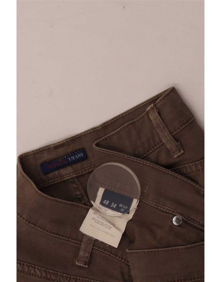 Trussardi Mens Straight Jeans W32 L33 Brown Cotton