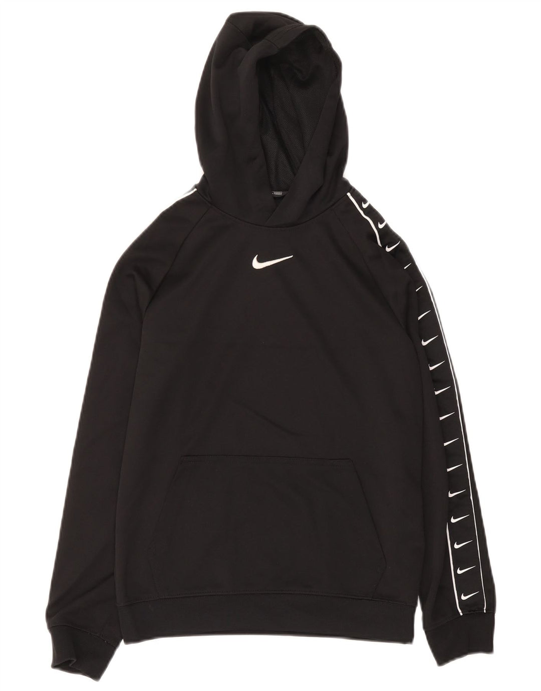 Nike Boys Graphic Hoodie Jumper 12-13 Years Large Black Polyester