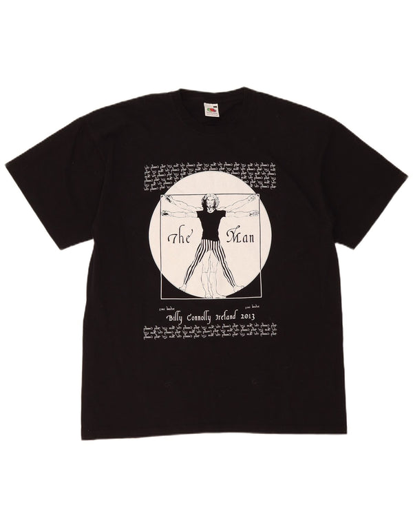 Fruit Of The Loom Mens Graphic T-Shirt Top Large Black Cotton