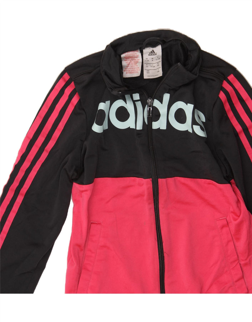 ADIDAS Girls Graphic Tracksuit Top Jacket 11-12 Years Pink Colourblock Vintage Adidas and Second-Hand Adidas from Messina Hembry 