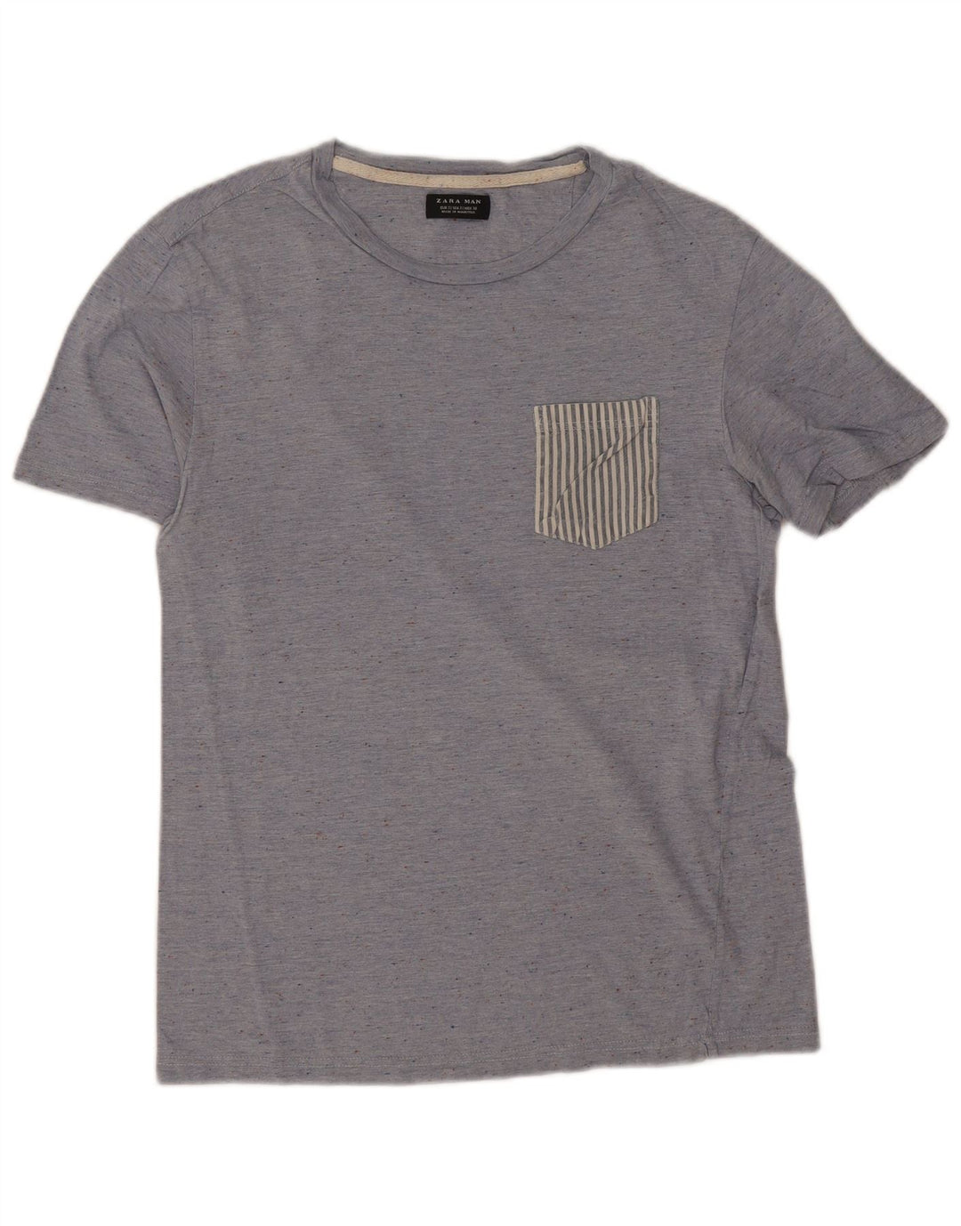 Zara Mens T-Shirt Top Small Blue Flecked