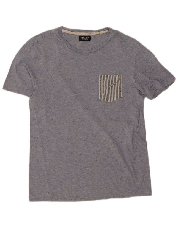 Zara Mens T-Shirt Top Small Blue Flecked
